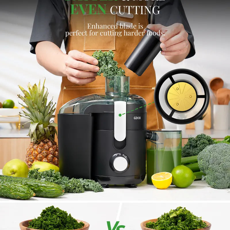 Juicer with Titanium Enhanced Cut Disc, Dual Speeds Centrifugal Extractor Machines with Optional 2.5"/3” Feed Chute, for Fruits and Veggies, Anti-Drip, Includes Cleaning Brush, Bpa-Free, Top Seller, 10% off Coupon, Recommended by over 5,000 Creators