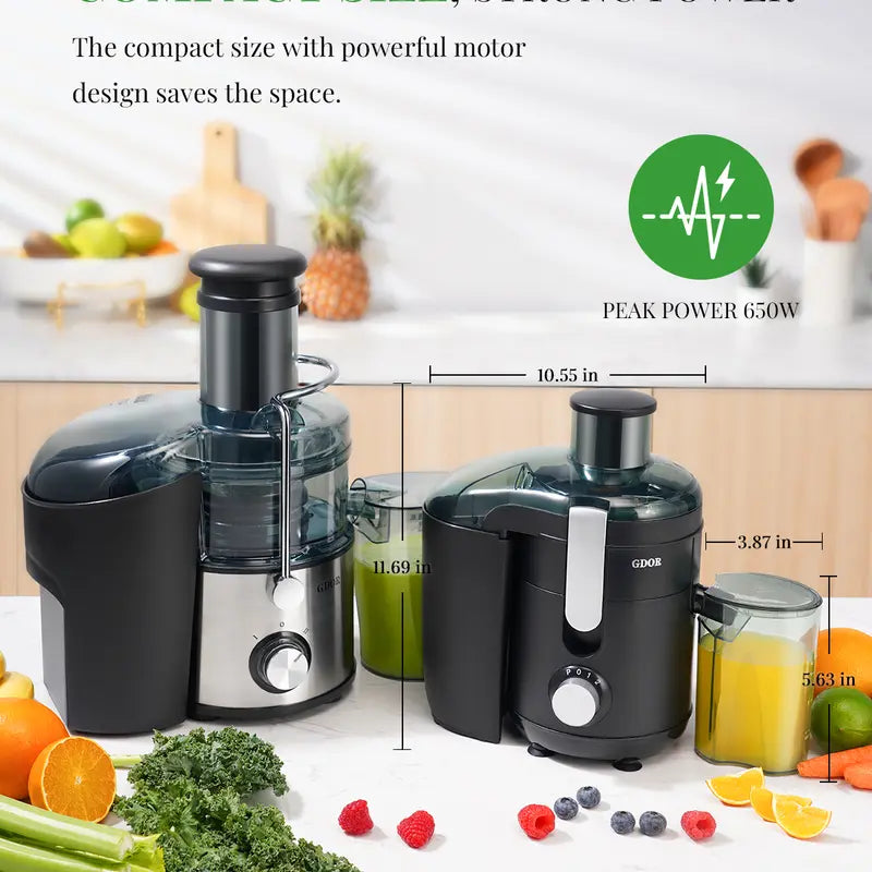 Juicer with Titanium Enhanced Cut Disc, Dual Speeds Centrifugal Extractor Machines with Optional 2.5"/3” Feed Chute, for Fruits and Veggies, Anti-Drip, Includes Cleaning Brush, Bpa-Free, Top Seller, 10% off Coupon, Recommended by over 5,000 Creators