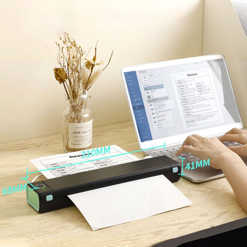 Portable Printer Bluetooth Professional A4 Paper Compatible with Android and IOS